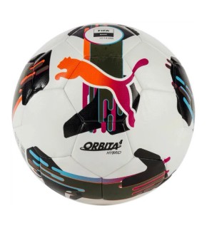 Мяч футбольный Puma Orbita 4 HYB (FIFA Basic) белый, чёрный, болотный 5 084326-01