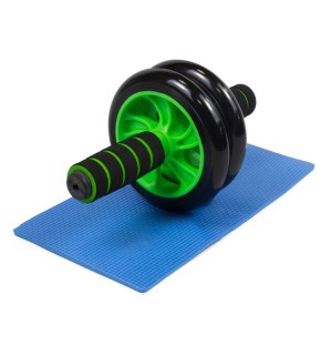Ролик для пресу подвійний EasyFit з килимком Зелений EF-1352-G