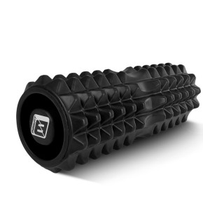 Масажний ролик EasyFit Grid Roller 33 см v.1.2 із заглушками з обох сторін (чорний) EF-2022a-BK